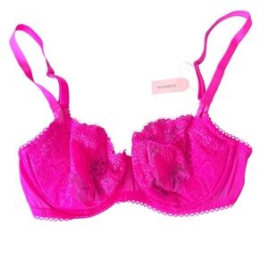 DOBREVA Hot Pink Lace Balconette Bra - 34D 🎀